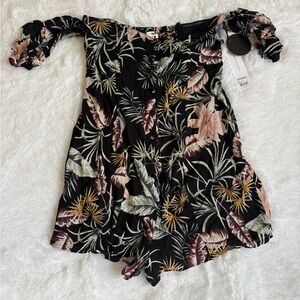 Amuse Society Floral Off-Shoulder Romper NWT